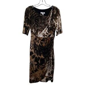 Vtg Dressbarn Floral Leaf Print Maxi Dress Size 4